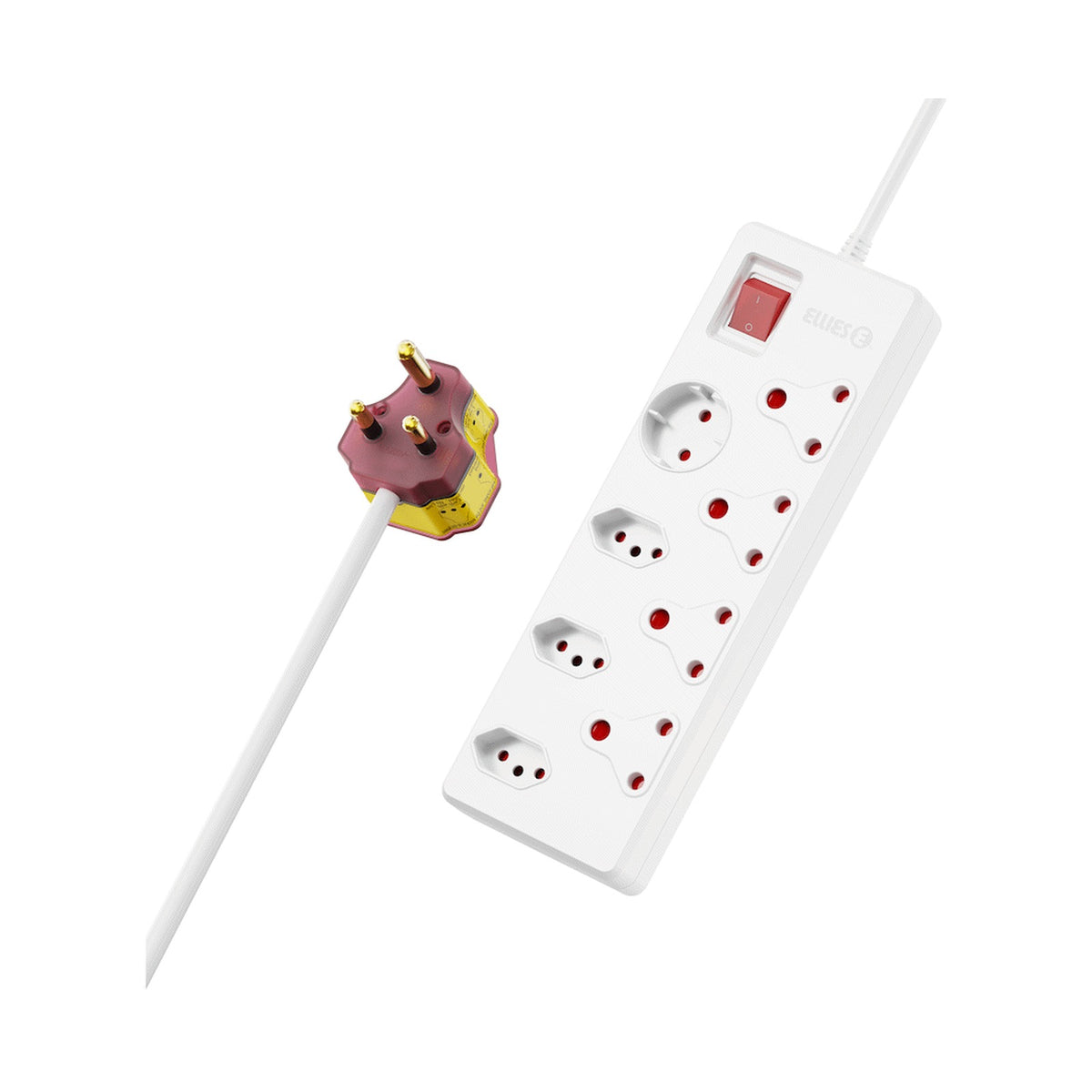 Ellies 8-Way High Surge Multiplug 0.5m - WT