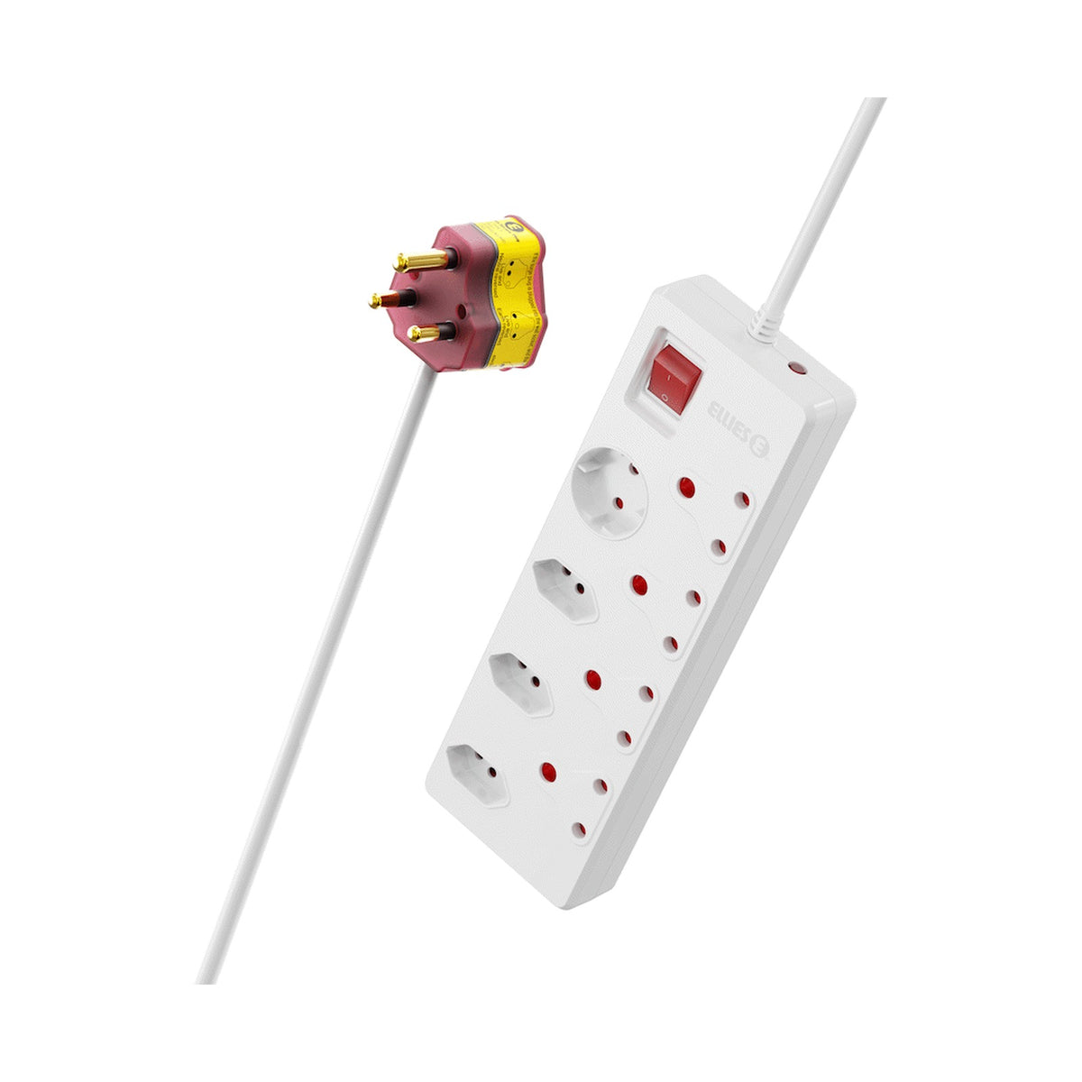 Ellies 8-Way High Surge Multiplug 0.5m - WT