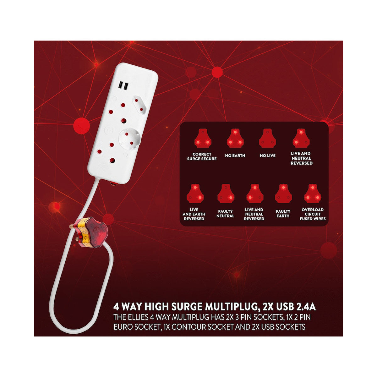 Ellies 4-Way High Surge Multiplug