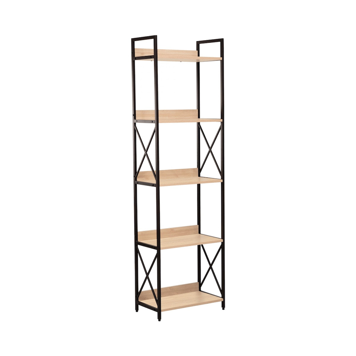 Everfurn Scandanavian Tall Bookcase with Steel Frame