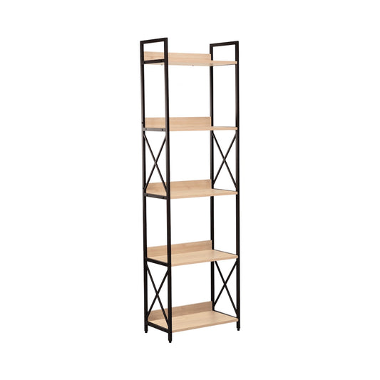 Everfurn Scandanavian Tall Bookcase with Steel Frame