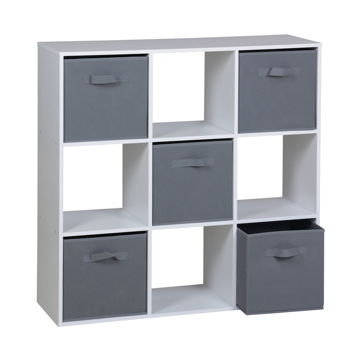 Everfurn Ninefold Bookshelf with 5 Storage Bins