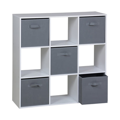 Everfurn Ninefold Bookshelf with 5 Storage Bins