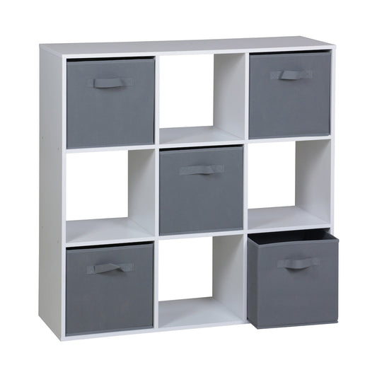 Everfurn Ninefold Bookshelf with 5 Storage Bins