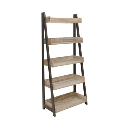 Everfurn Aegla 5-Tier Bookshelf - High Pressure Laminate with Powder-Coated Frame