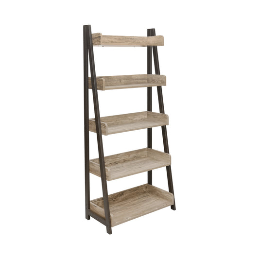 Everfurn Aegla 5-Tier Bookshelf - High Pressure Laminate with Powder-Coated Frame