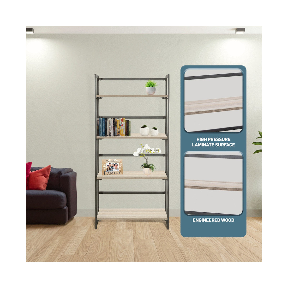 Everfurn Caprese Folding Bookshelf