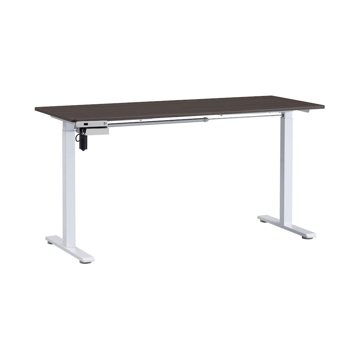 Everfurn Premium Berlin Height Adjustable Desk, White Frame, Chestnut Desktop