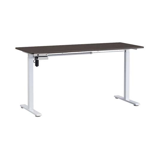 Everfurn Premium Berlin Height Adjustable Desk, White Frame, Chestnut Desktop