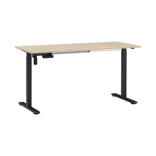 Berlin Height Adjustable Desk - Black Frame - Light Oak Desktop