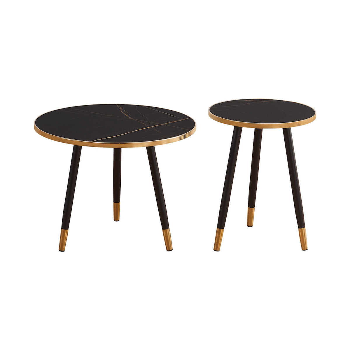 Everfurn Diana Coffee Table Black Marble with Black Legs