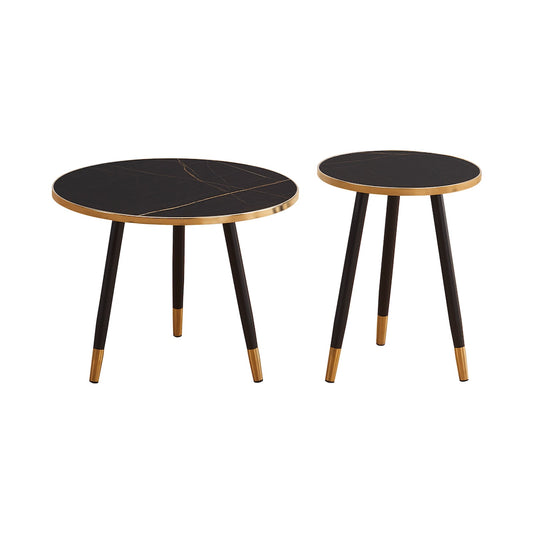 Everfurn Diana Coffee Table Black Marble with Black Legs