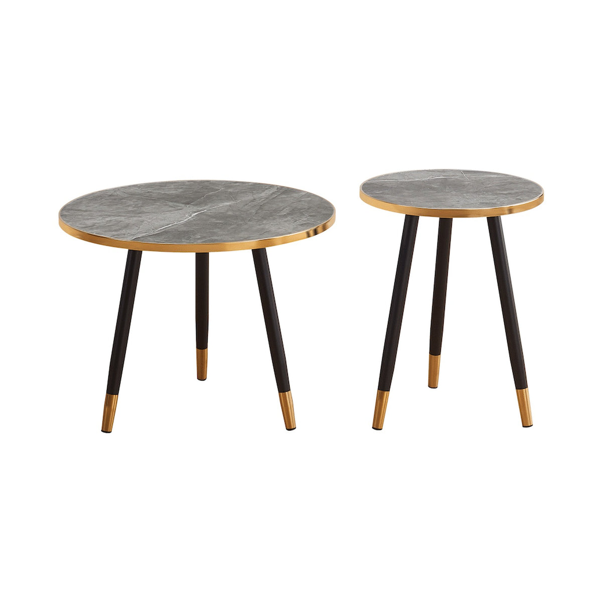 Everfurn Diana Coffee Table Grey Marble with Black Legs