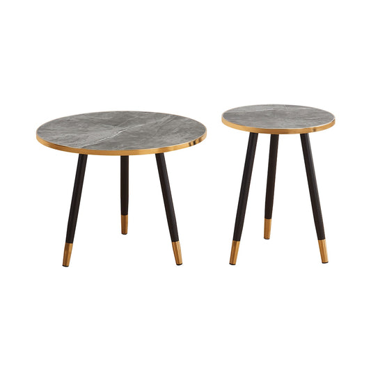 Everfurn Diana Coffee Table Grey Marble with Black Legs