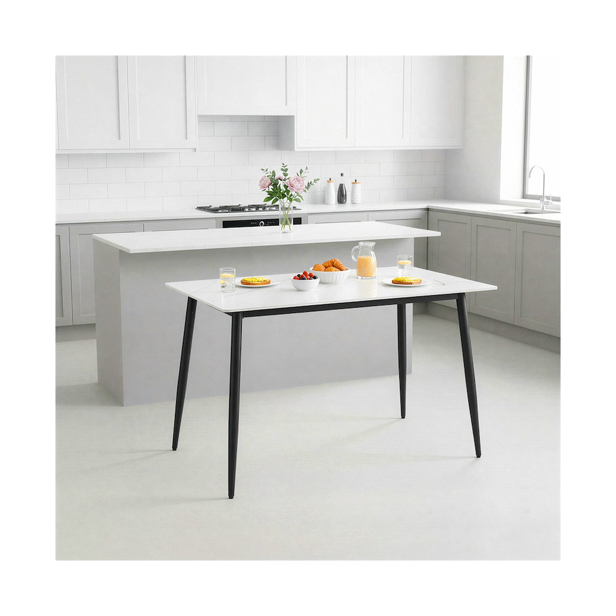 Everfurn Theo Dining Table, Sintered Stone Top - White