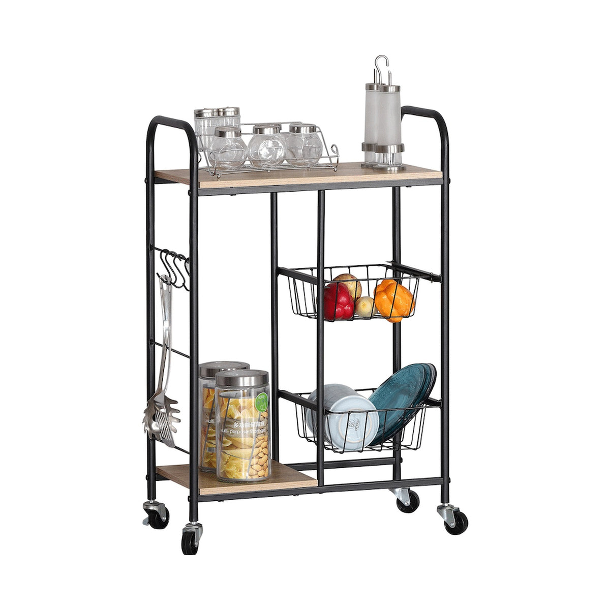 Everfurn Lucca Kitchen Cart - Black