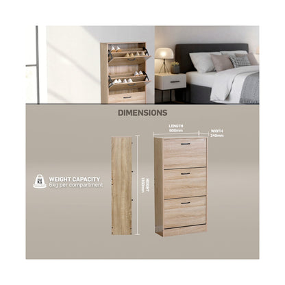 Everfurn Tamar Shoe Cabinet - Small - Oak