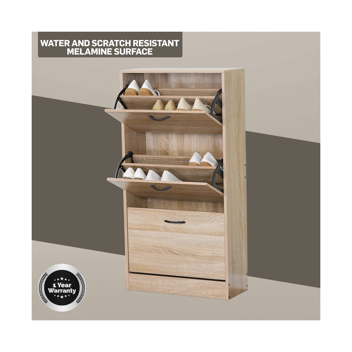 Everfurn Tamar Shoe Cabinet - Small - Oak