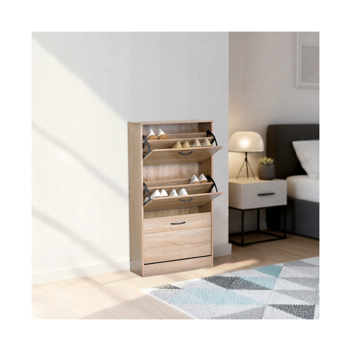 Everfurn Tamar Shoe Cabinet - Small - Oak