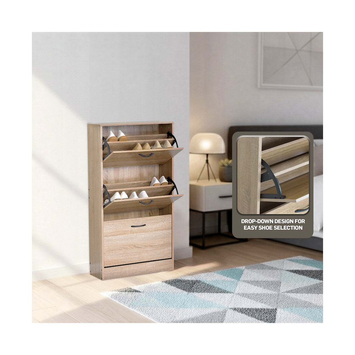 Everfurn Tamar Shoe Cabinet - Small - Oak