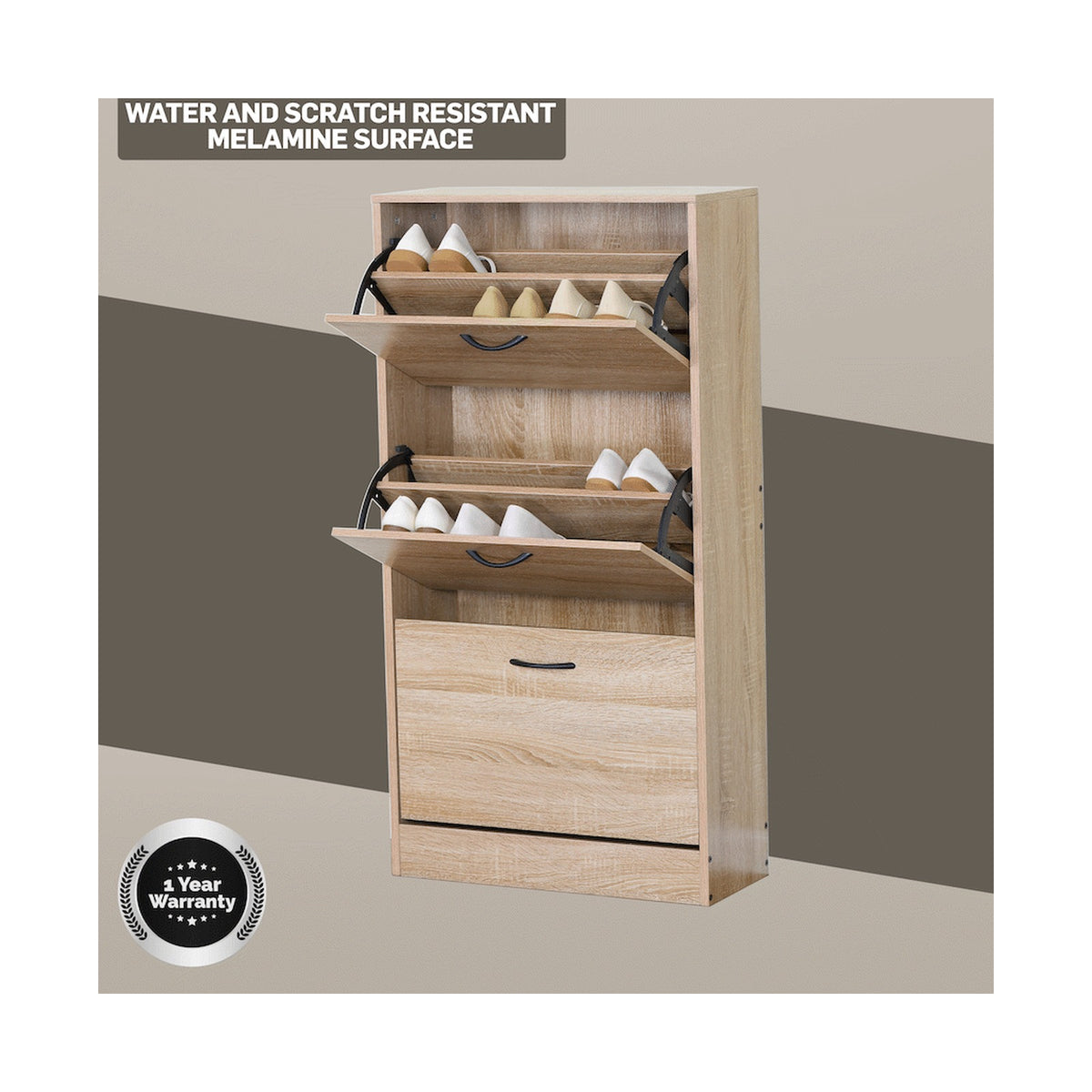 Everfurn Tamar Shoe Cabinet - Small - Oak