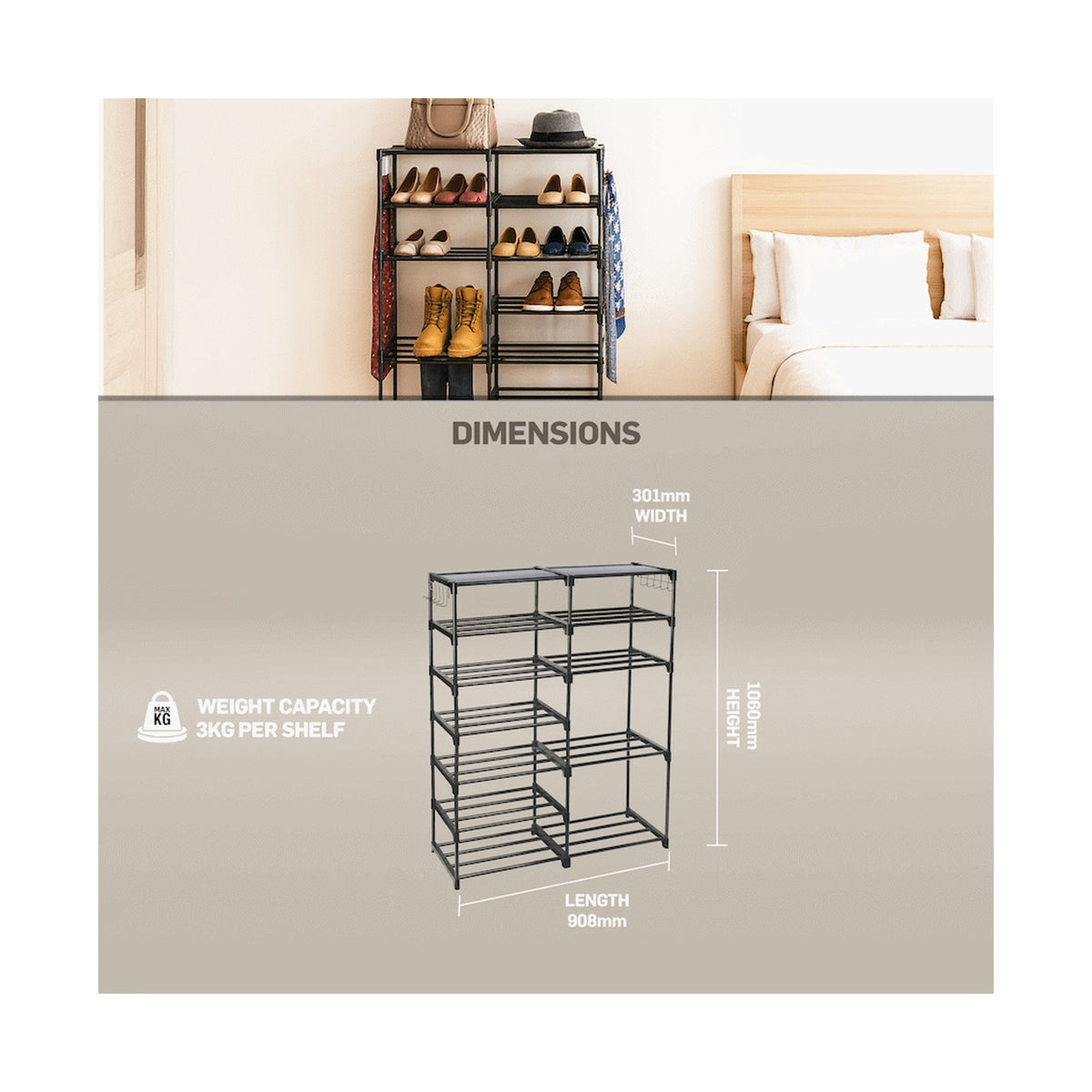 Everfurn Myra Show Rack - Black
