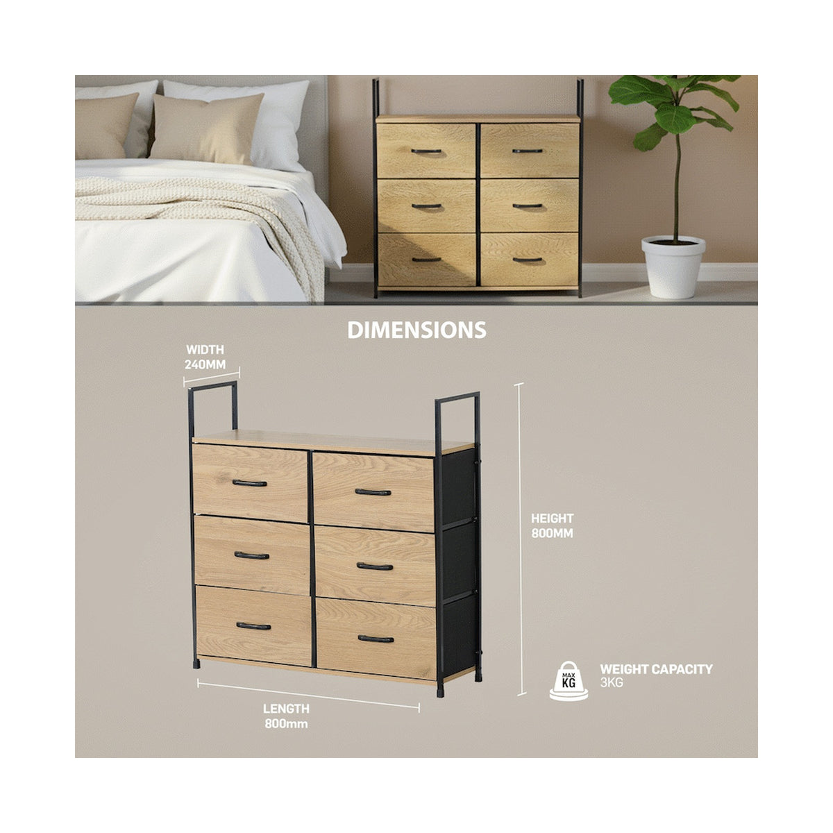 Everfurn Zira Wardrobe Small - Oak
