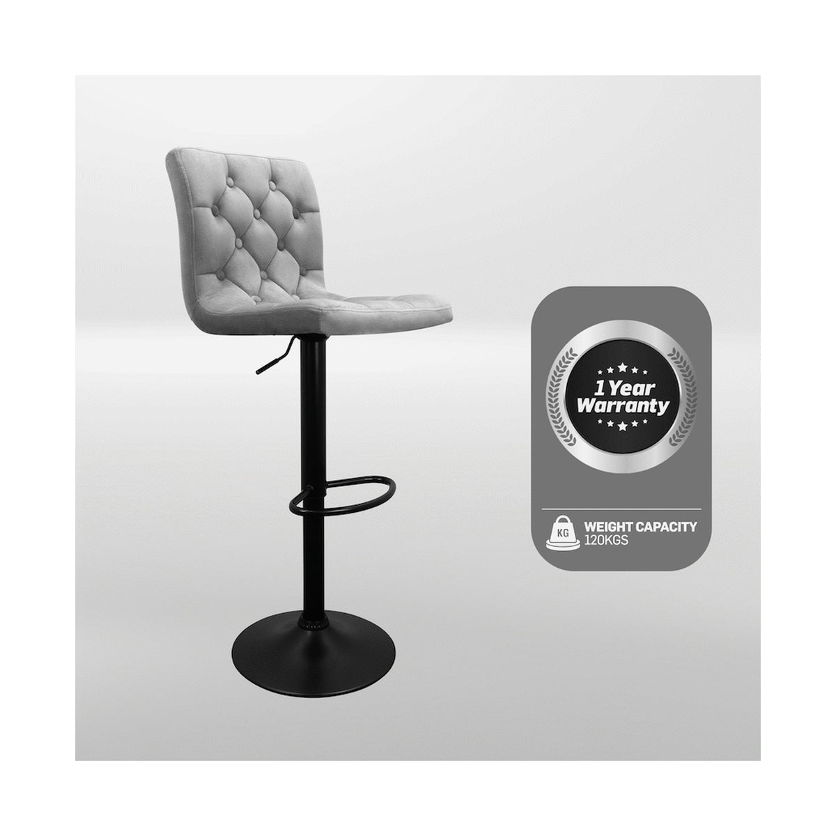 Bayer Large Barstool Grey with black base - Single