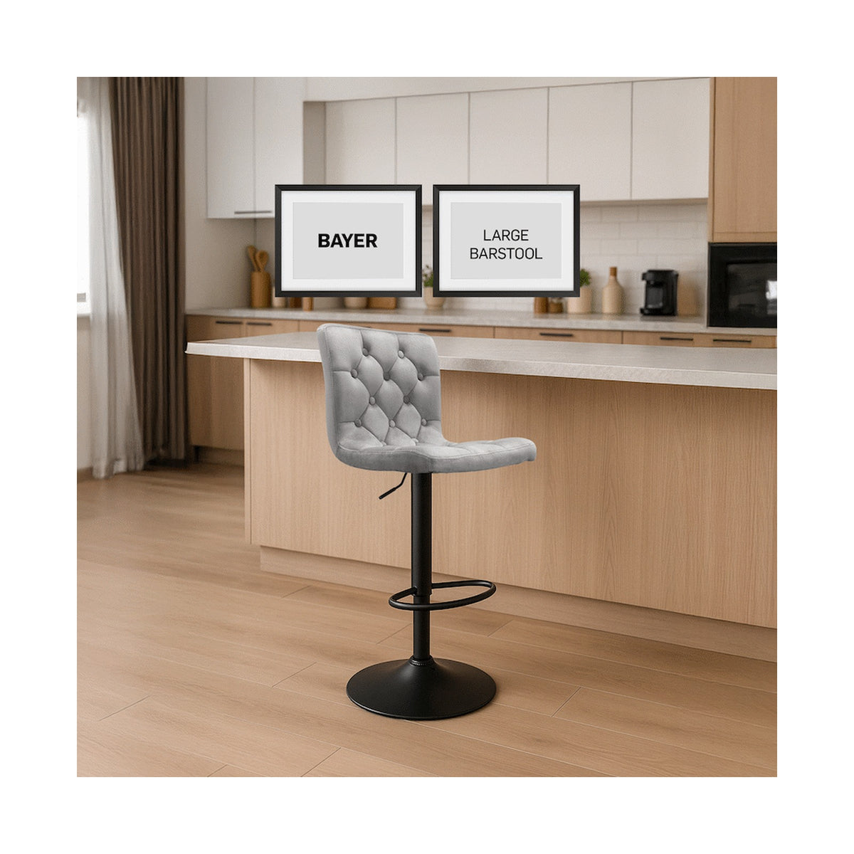 Bayer Large Barstool Grey with black base - Single