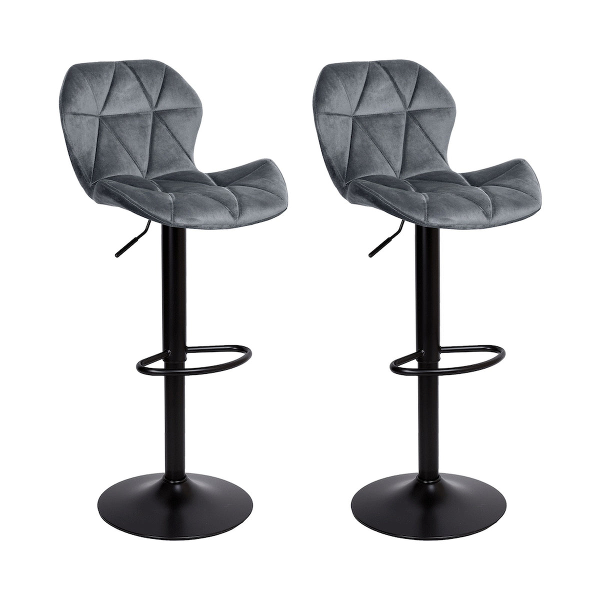 Everfurn Tira Barstool - Grey Velvet (2 Pack)