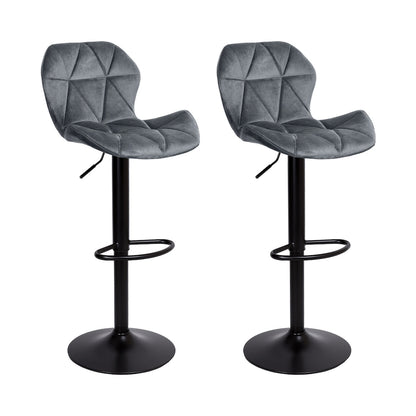 Everfurn Tira Barstool - Grey Velvet (2 Pack)