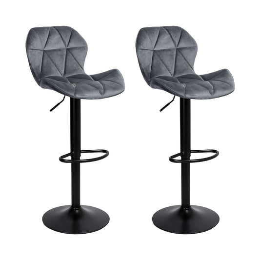 Everfurn Tira Barstool - Grey Velvet (2 Pack)