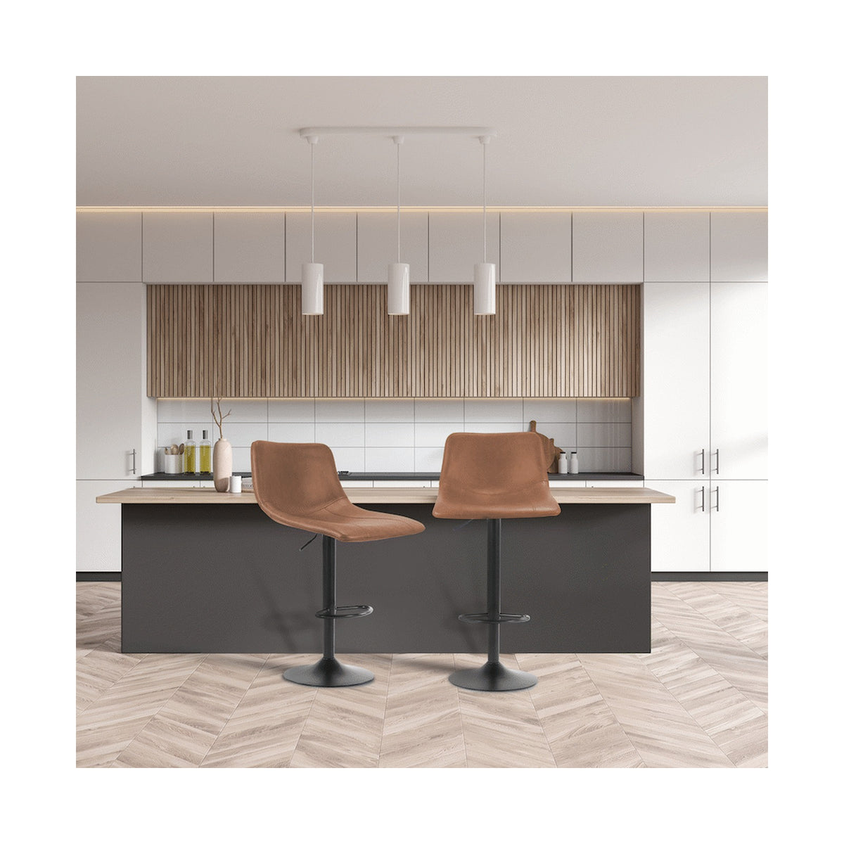 Everfurn Pinda Barstool Light Brown - 2 Pack