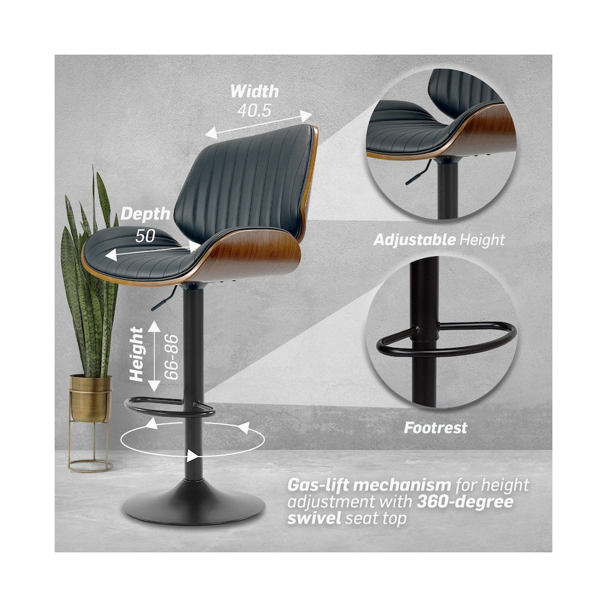 Everfurn Petunia Swivel Barstool (2 Pack)