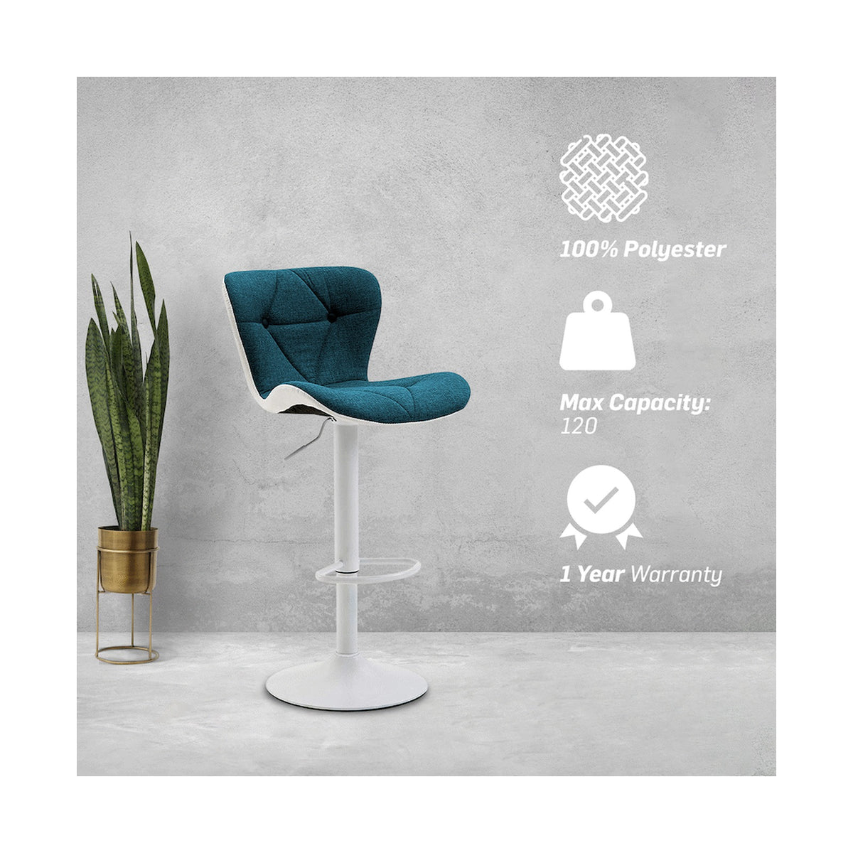 Everfurn Halter Bar Stool - Blue (2 Pack)