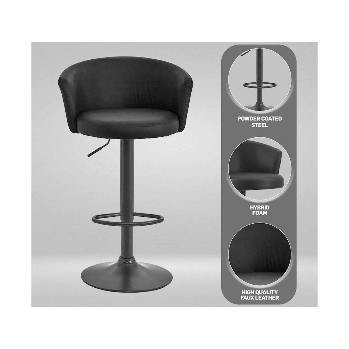 Everfurn Titan Barstool Black - 2 Pack