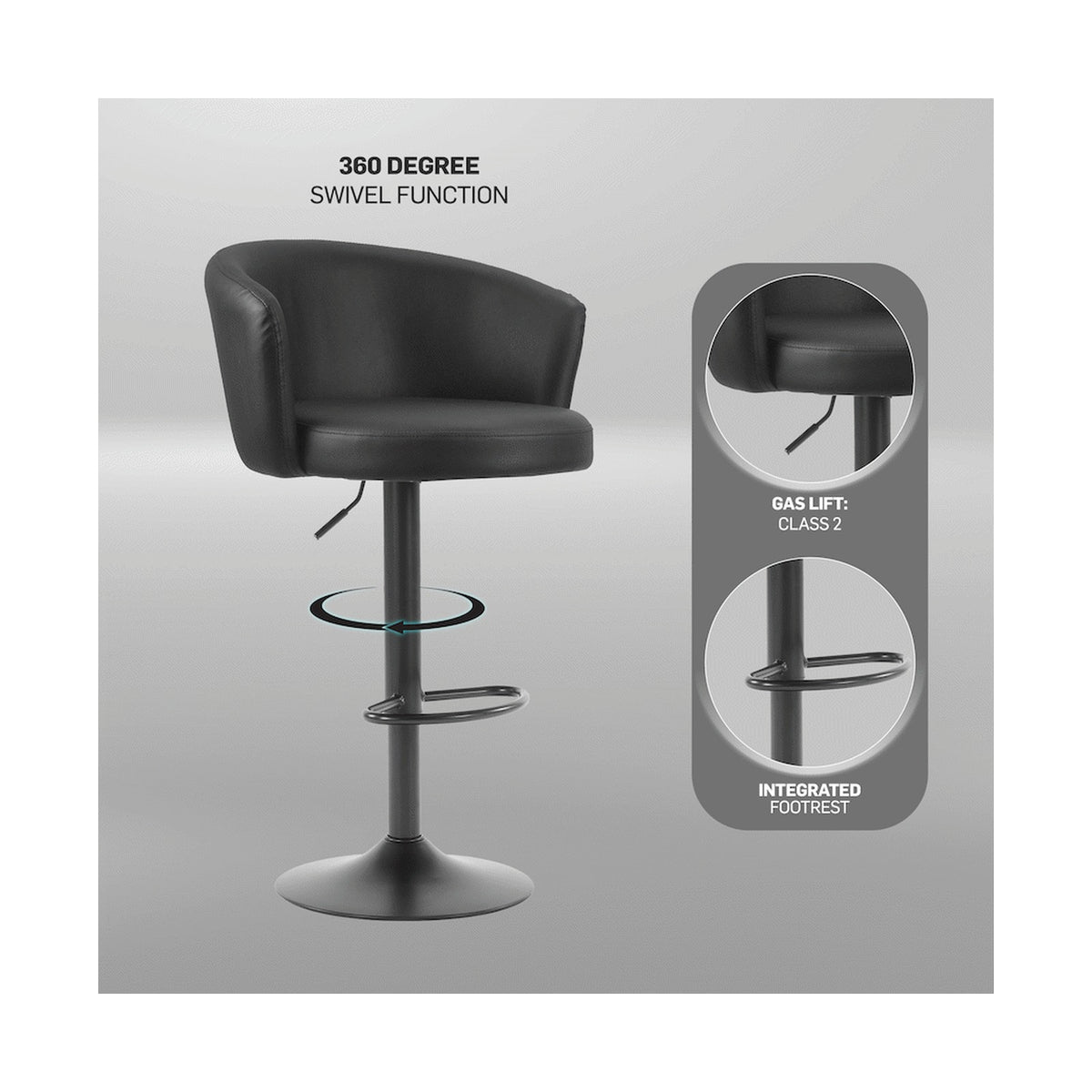 Everfurn Titan Barstool Black - 2 Pack
