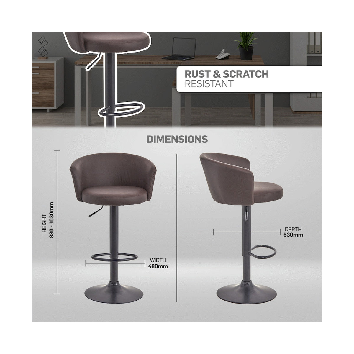 Everfurn Titan Barstool - Brown