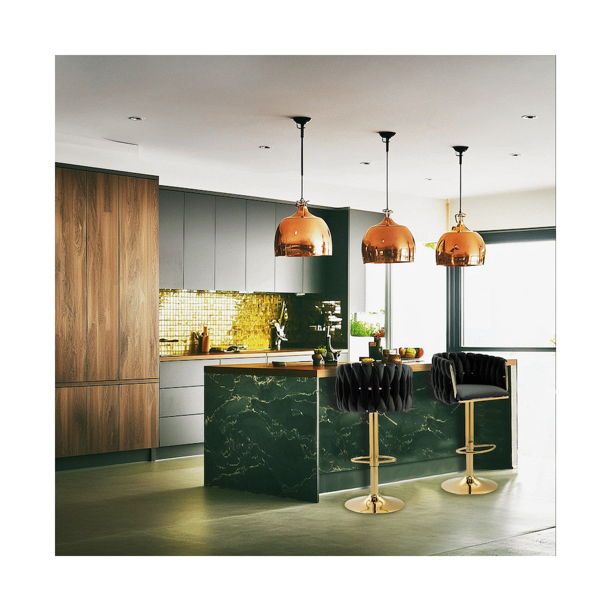 Everfurn Princeton Bar Stool - Gold and Black