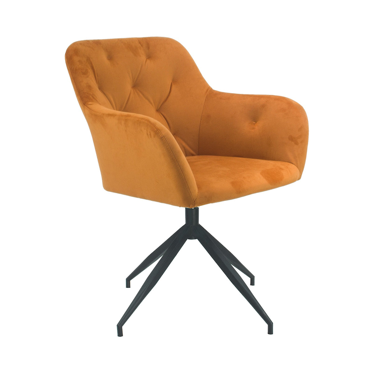 Plush Swivel Casual Chair - Burnt Orange - Velvet Fabric