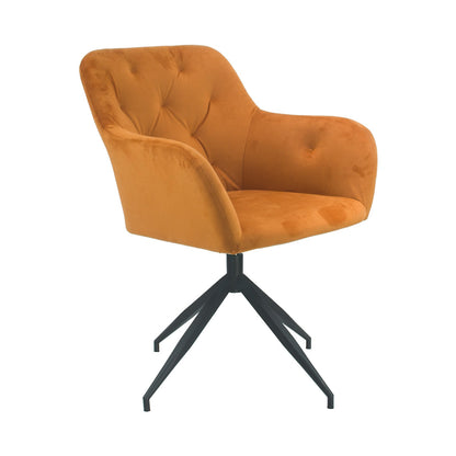 Plush Swivel Casual Chair - Burnt Orange - Velvet Fabric
