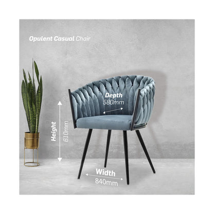 Everfurn Opulent Large Velvet Casual Chair Hazy Blue -2 Pack