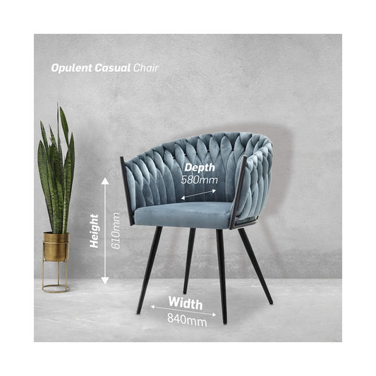 Everfurn Opulent Large Velvet Casual Chair Hazy Blue -2 Pack