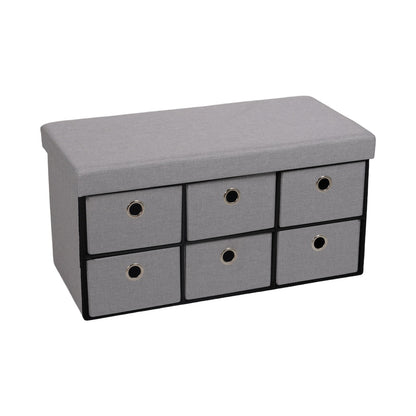 Foldable Storage Ottoman with Six Drawers