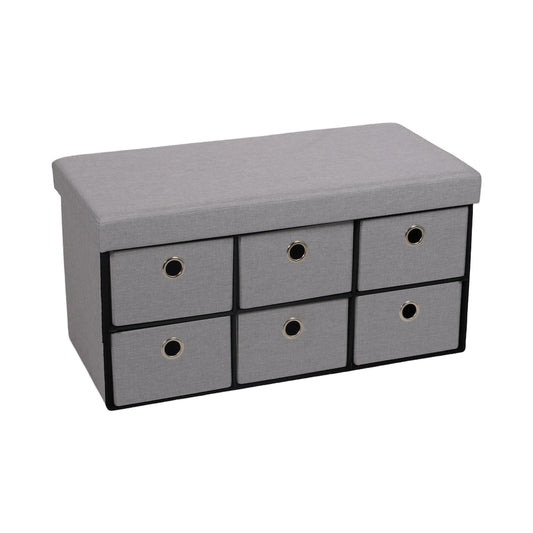 Foldable Storage Ottoman with Six Drawers