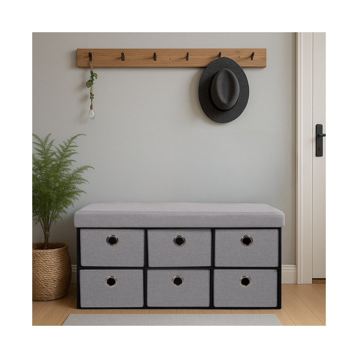 Foldable Storage Ottoman with Six Drawers