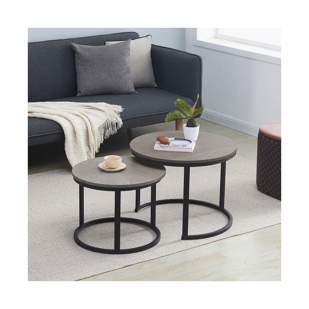 Everfurn Nile Nesting Coffee Table - Ash Grey (2 Piece)