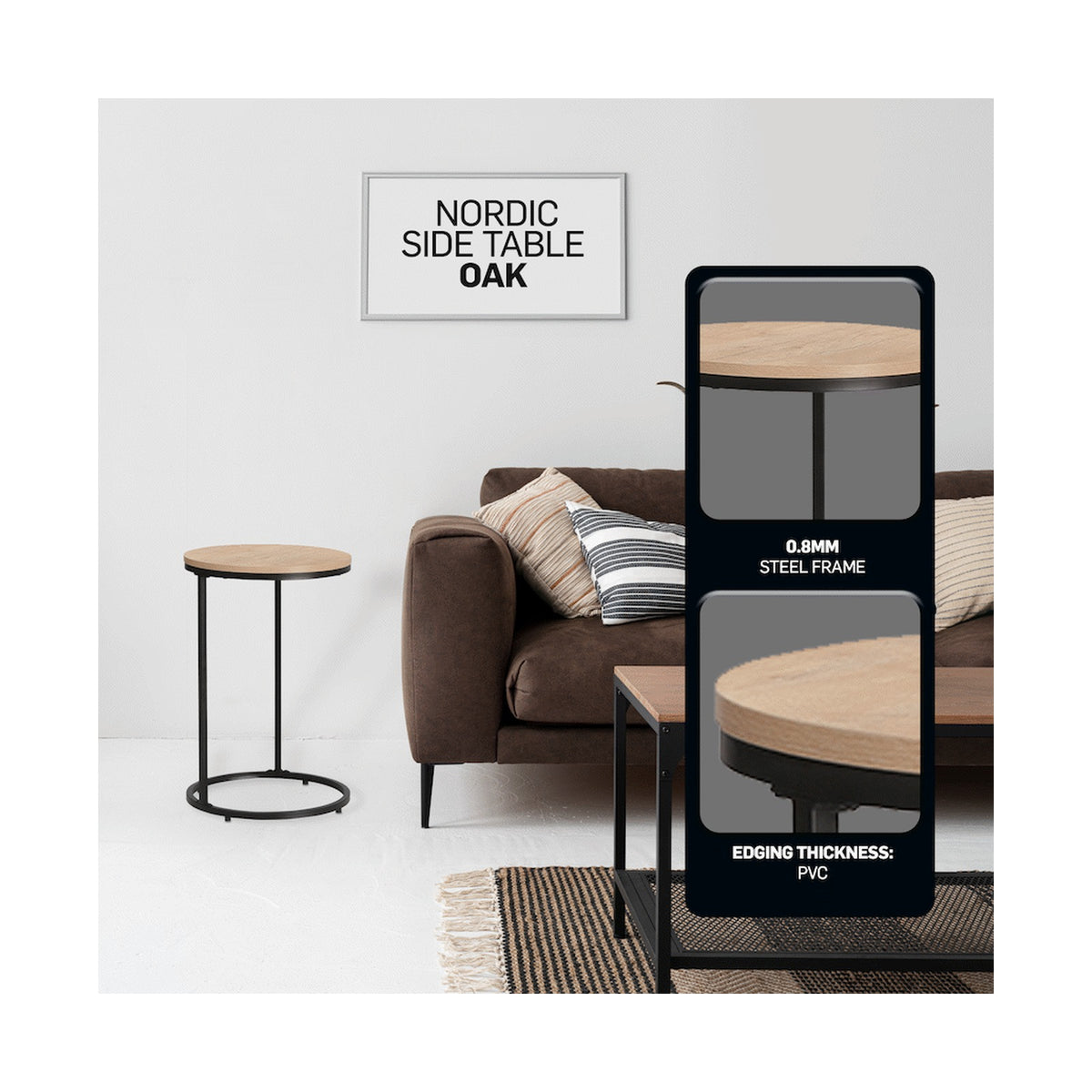 Everfurn Nordic Couch Side Table, Sofa Table