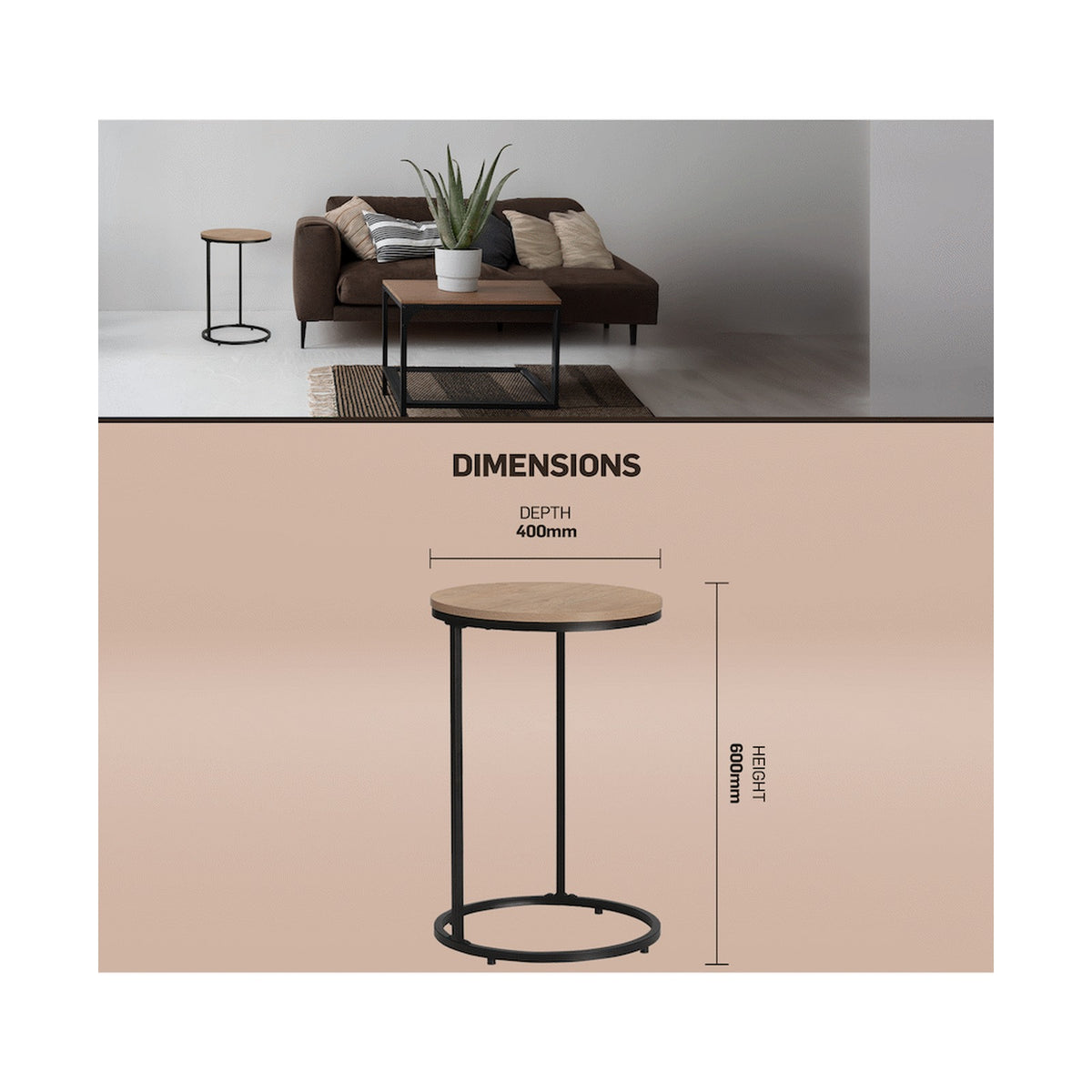 Everfurn Nordic Couch Side Table, Sofa Table