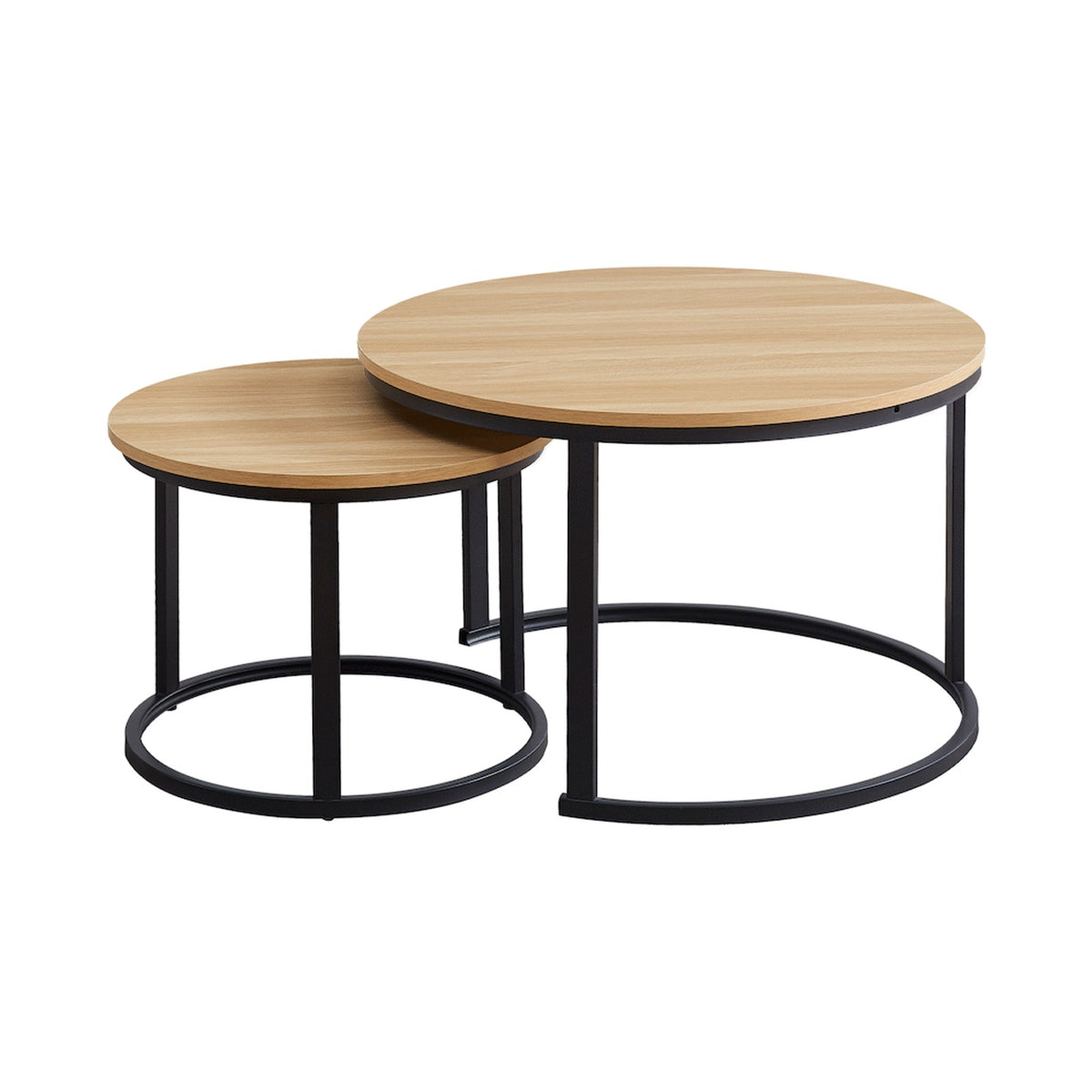 Everfurn Indus Nesting Coffee Table Oak With Black Frame